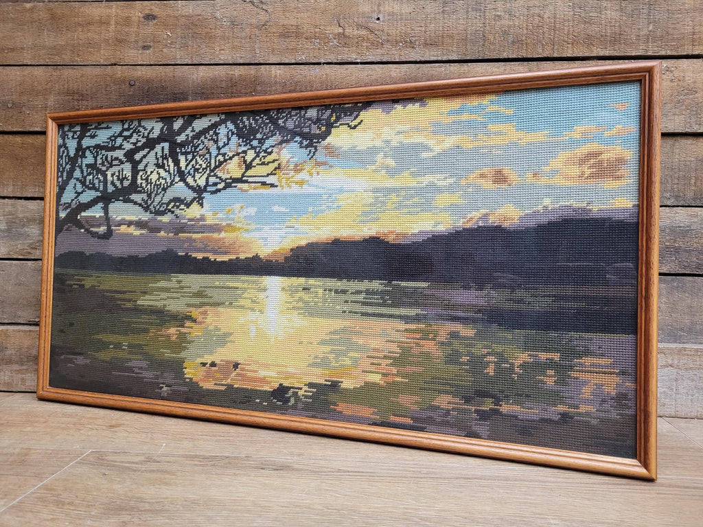 Penelope Tapestries Evening Gold Needlepoint Tapestry Vintage Sunset Landscape
