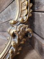 Oval Wall Mirror Gold Plaster Rococo Style Ornate Floral Frame