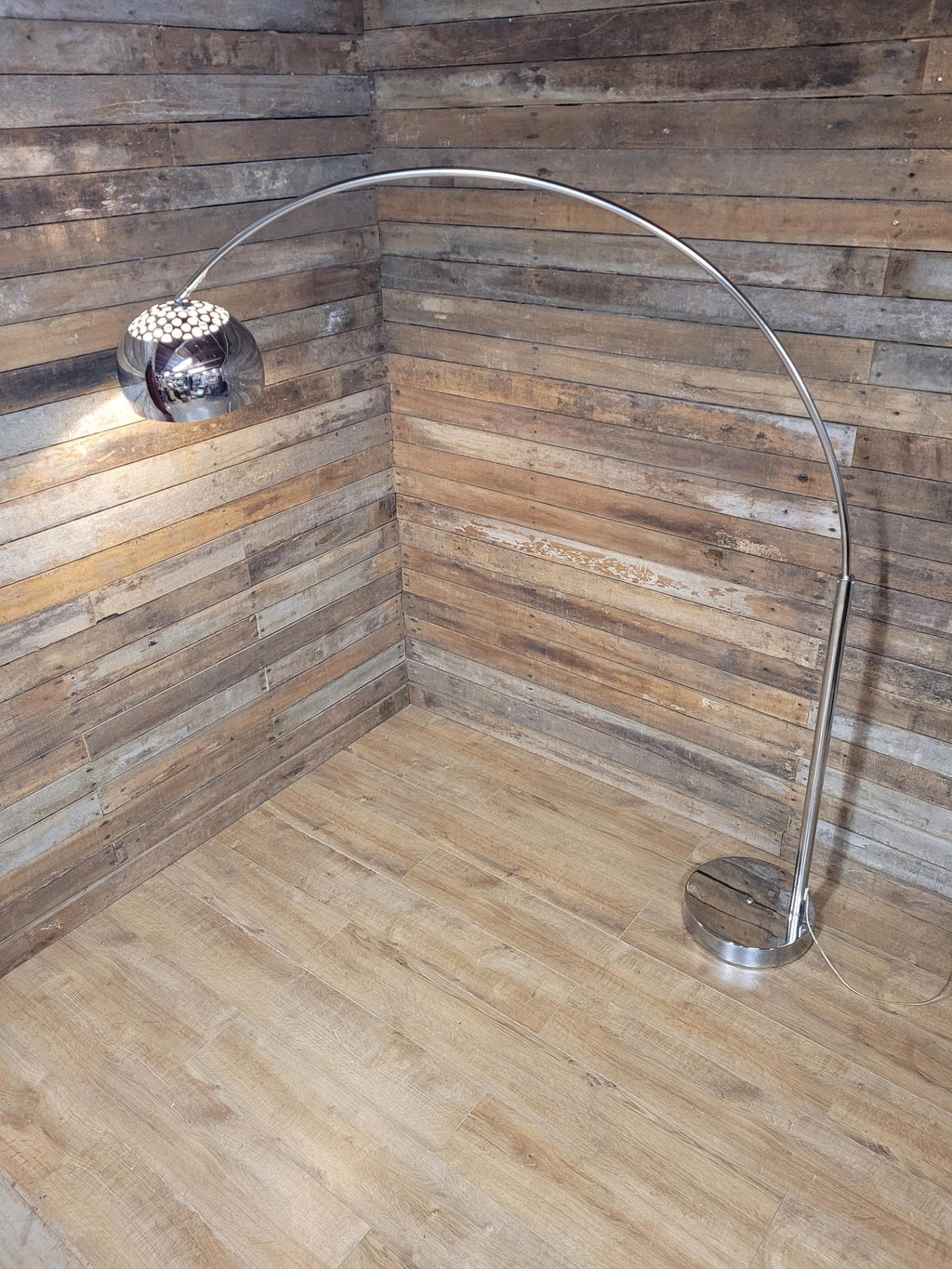 Chrome Arc Floor Lamp Retro Style Adjustable Dome Shade Dimmer