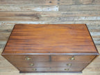 Antique Mahogany Chest Of Drawers Inlaid Brass Handles Plinth Base