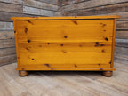 Pine Blanket Box Storage Chest Country Style Panelled Front Bun Feet