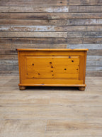 Pine Blanket Box Storage Chest Country Style Panelled Front Bun Feet