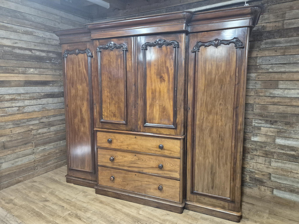 Victorian Mahogany Breakfront Compactum Wardrobe Four Doors Linen Press