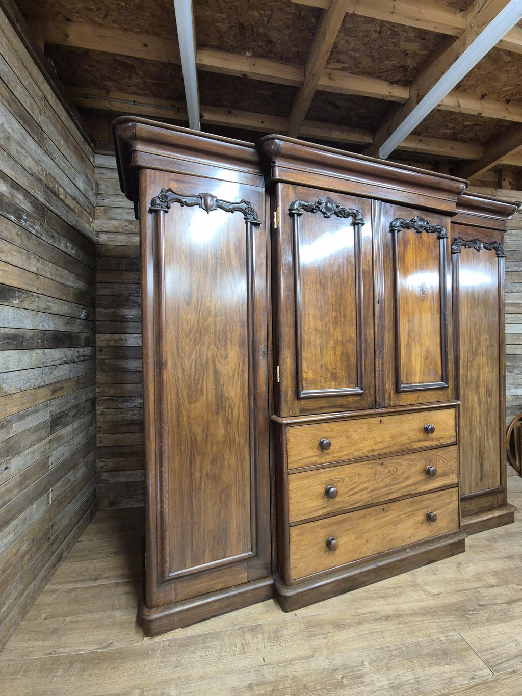 Victorian Mahogany Breakfront Compactum Wardrobe Four Doors Linen Press