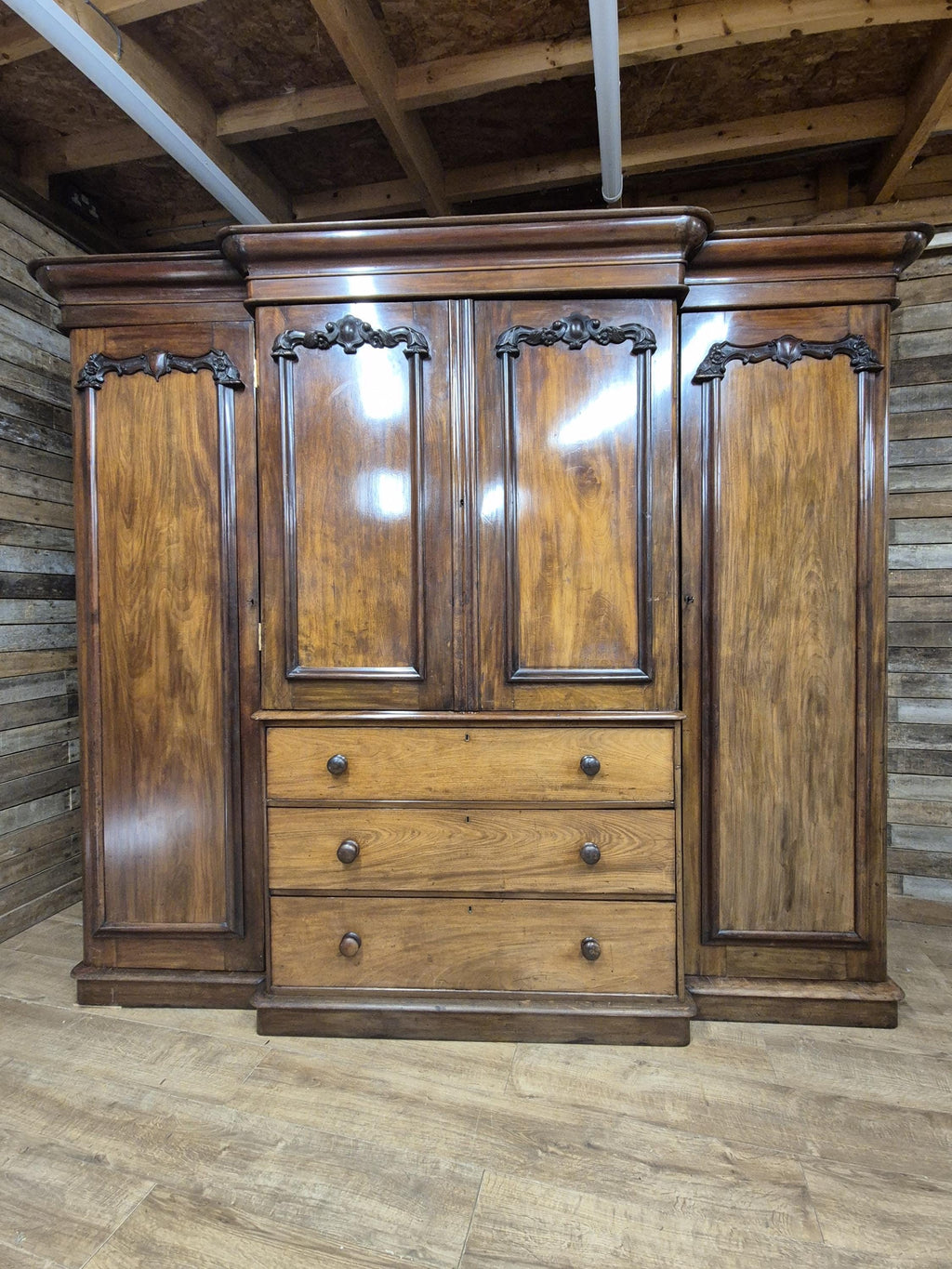 Victorian Mahogany Breakfront Compactum Wardrobe Four Doors Linen Press