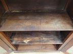 Vintage Pine Glazed Display Cabinet Two Doors Rustic Bookcase