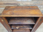 Vintage Pine Glazed Display Cabinet Two Doors Rustic Bookcase