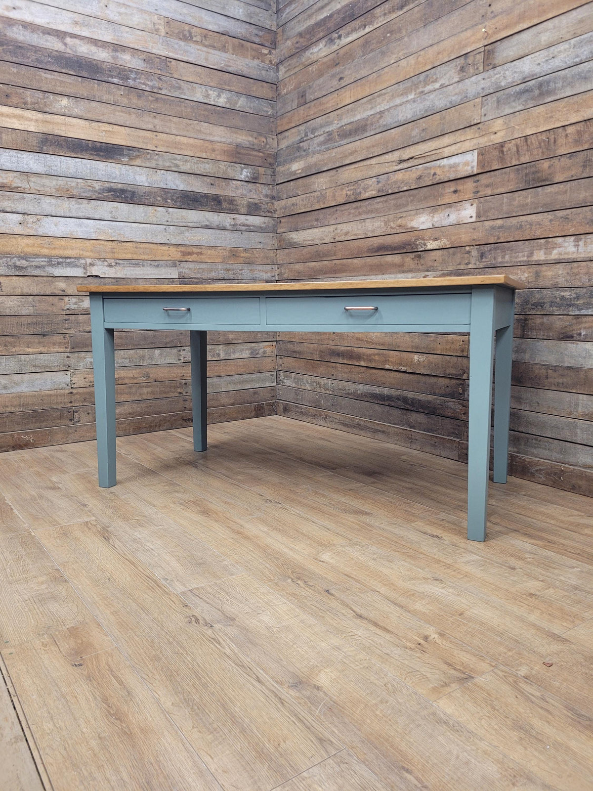 Vintage Wooden Writing Desk Painted Carriage House Two Drawers Kitchen Table