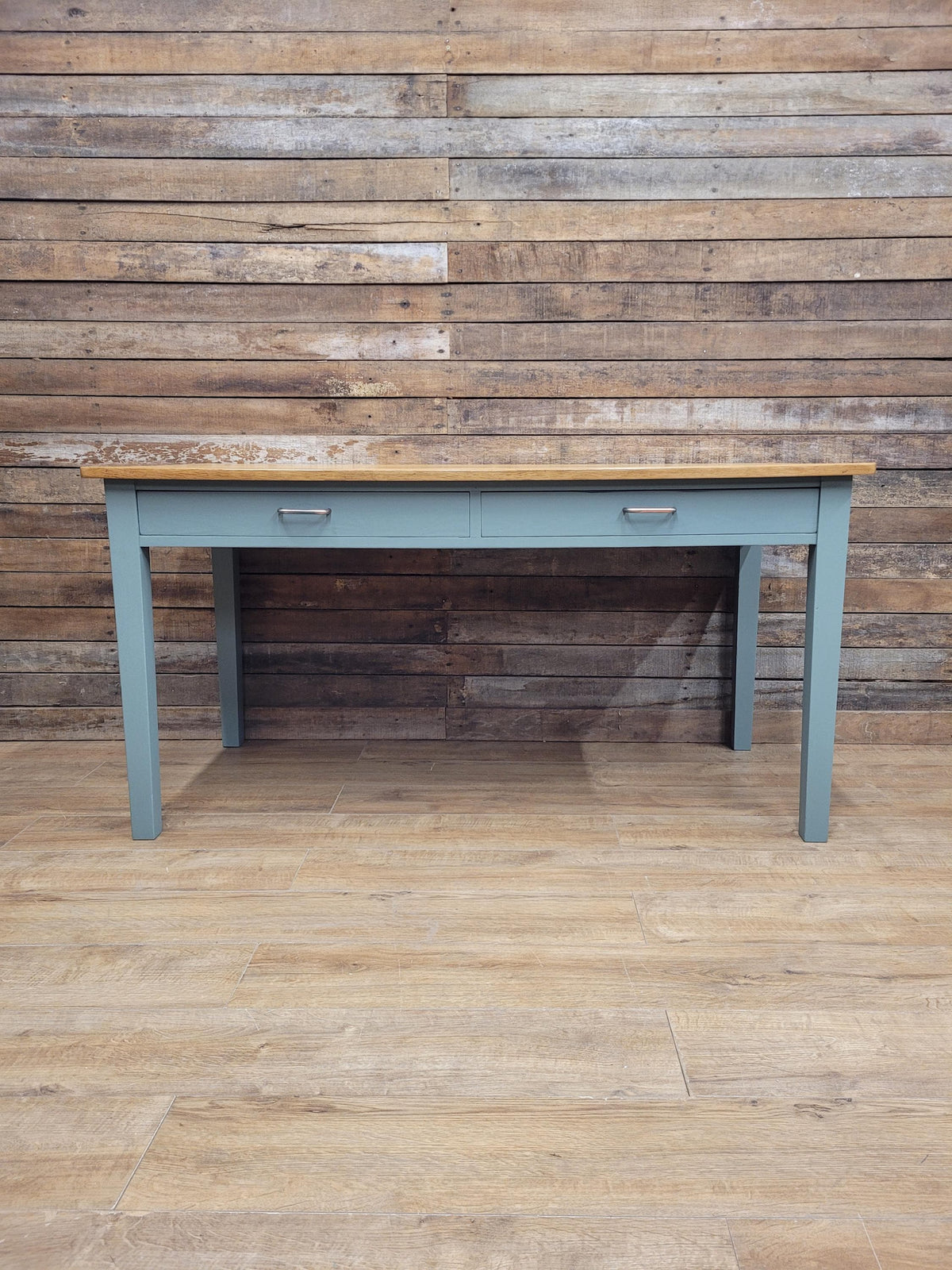 Vintage Wooden Writing Desk Painted Carriage House Two Drawers Kitchen Table
