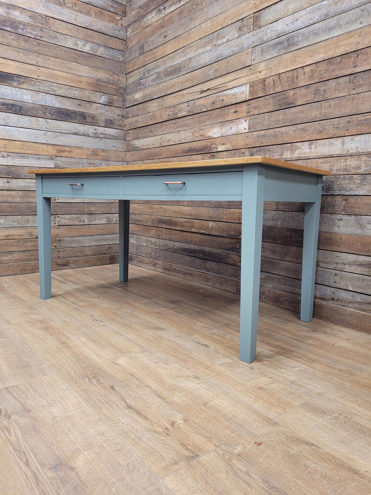 Vintage Wooden Writing Desk Painted Carriage House Two Drawers Kitchen Table