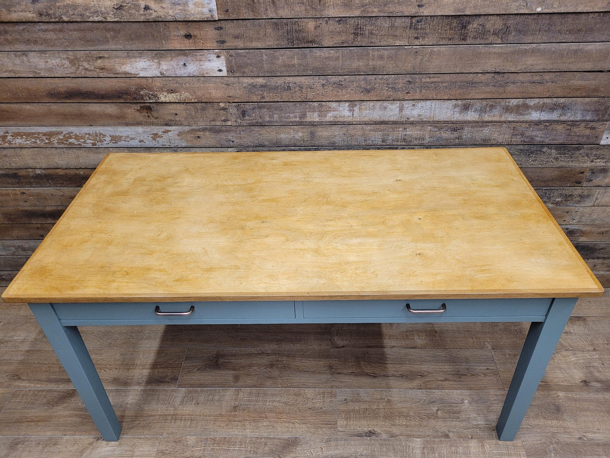 Vintage Wooden Writing Desk Painted Carriage House Two Drawers Kitchen Table