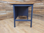 Vintage Teak Veneer Pedestal Desk Midnight Blue Three Drawers