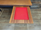 Vintage Teak Veneer Pedestal Desk Midnight Blue Three Drawers