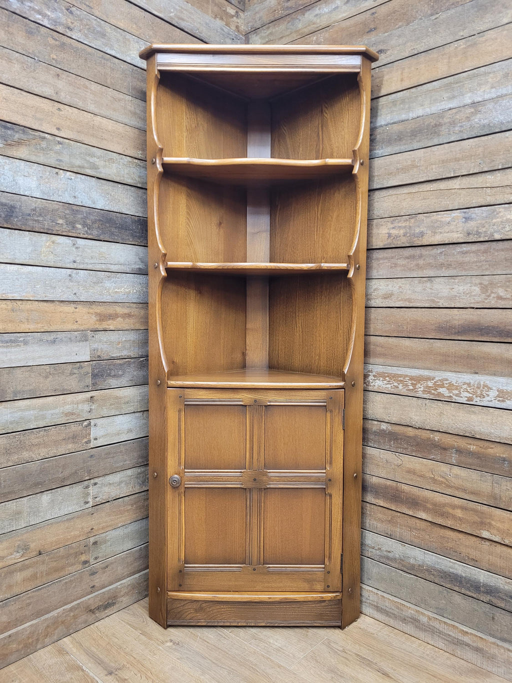 Ercol Corner Display Cabinet Elm Ash Old Colonial Model 474