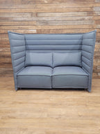 Vitra Sofa Grey Fabric Alcove Plume Contract Highback Two Seater