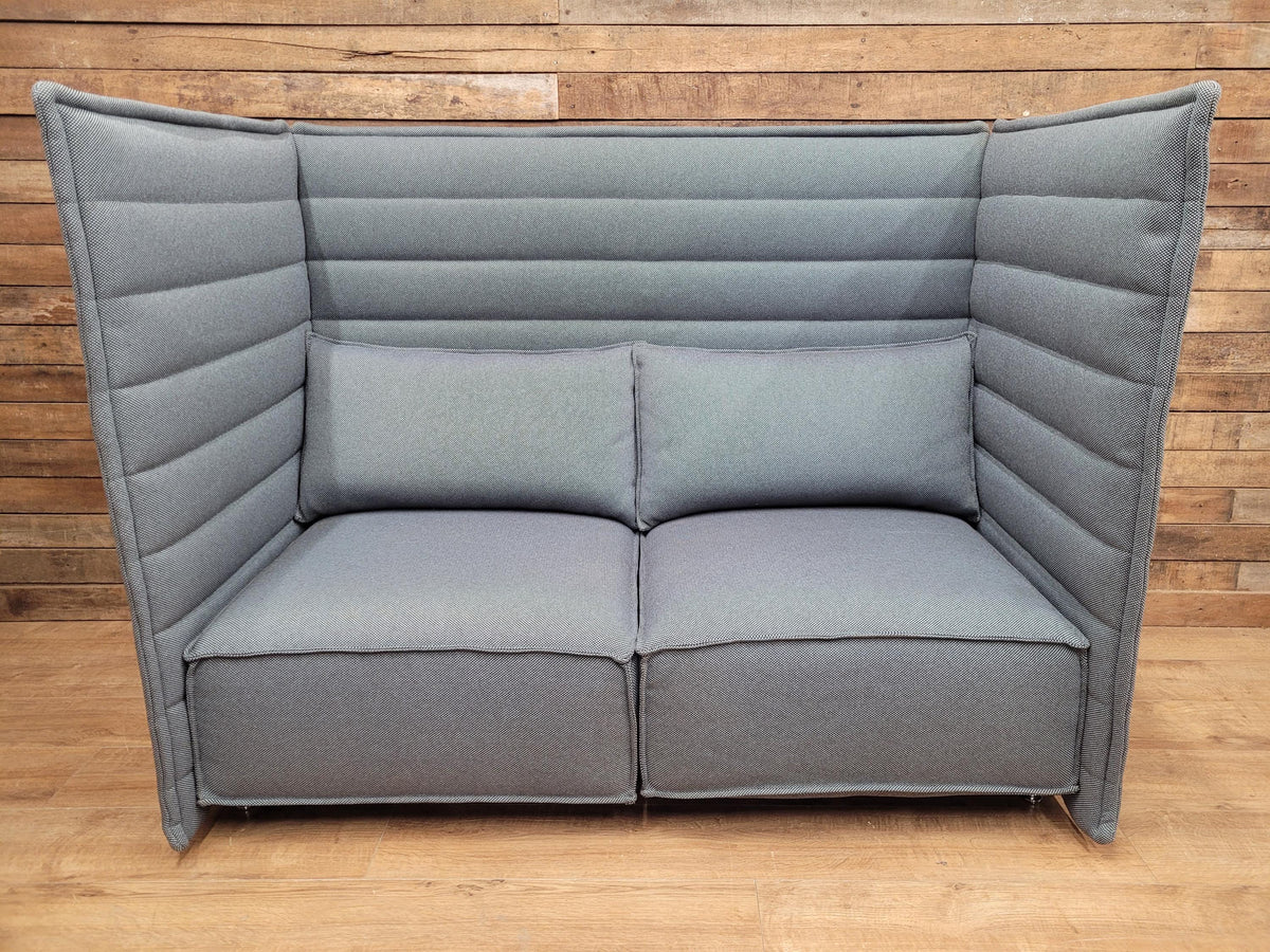Vitra Sofa Grey Fabric Alcove Plume Contract Highback Two Seater