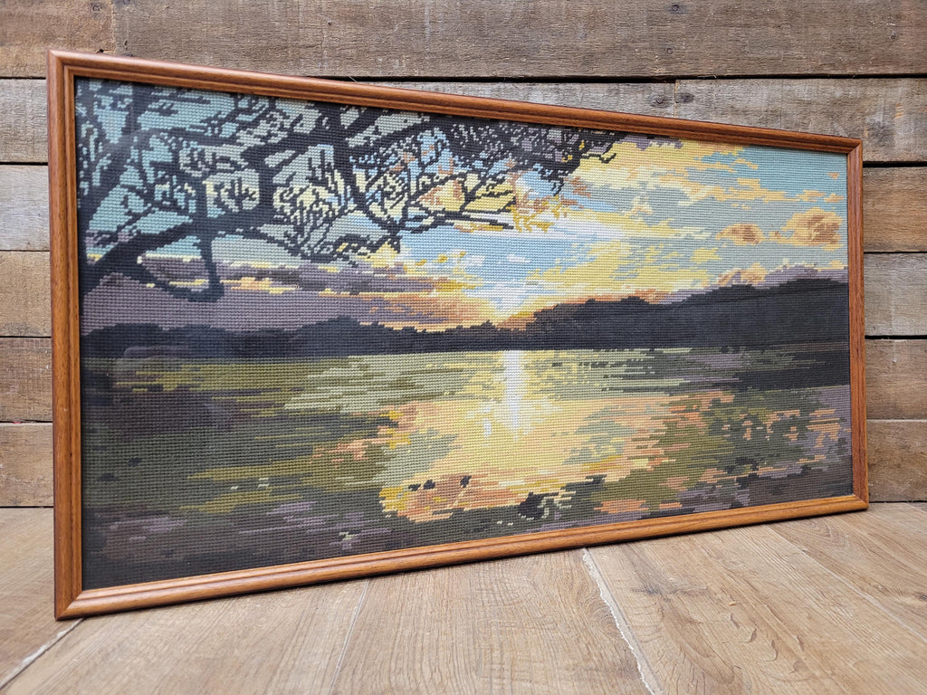 Penelope Tapestries Evening Gold Needlepoint Tapestry Vintage Sunset Landscape