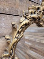 Oval Wall Mirror Gold Plaster Rococo Style Ornate Floral Frame