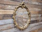 Oval Wall Mirror Gold Plaster Rococo Style Ornate Floral Frame
