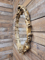 Oval Wall Mirror Gold Plaster Rococo Style Ornate Floral Frame