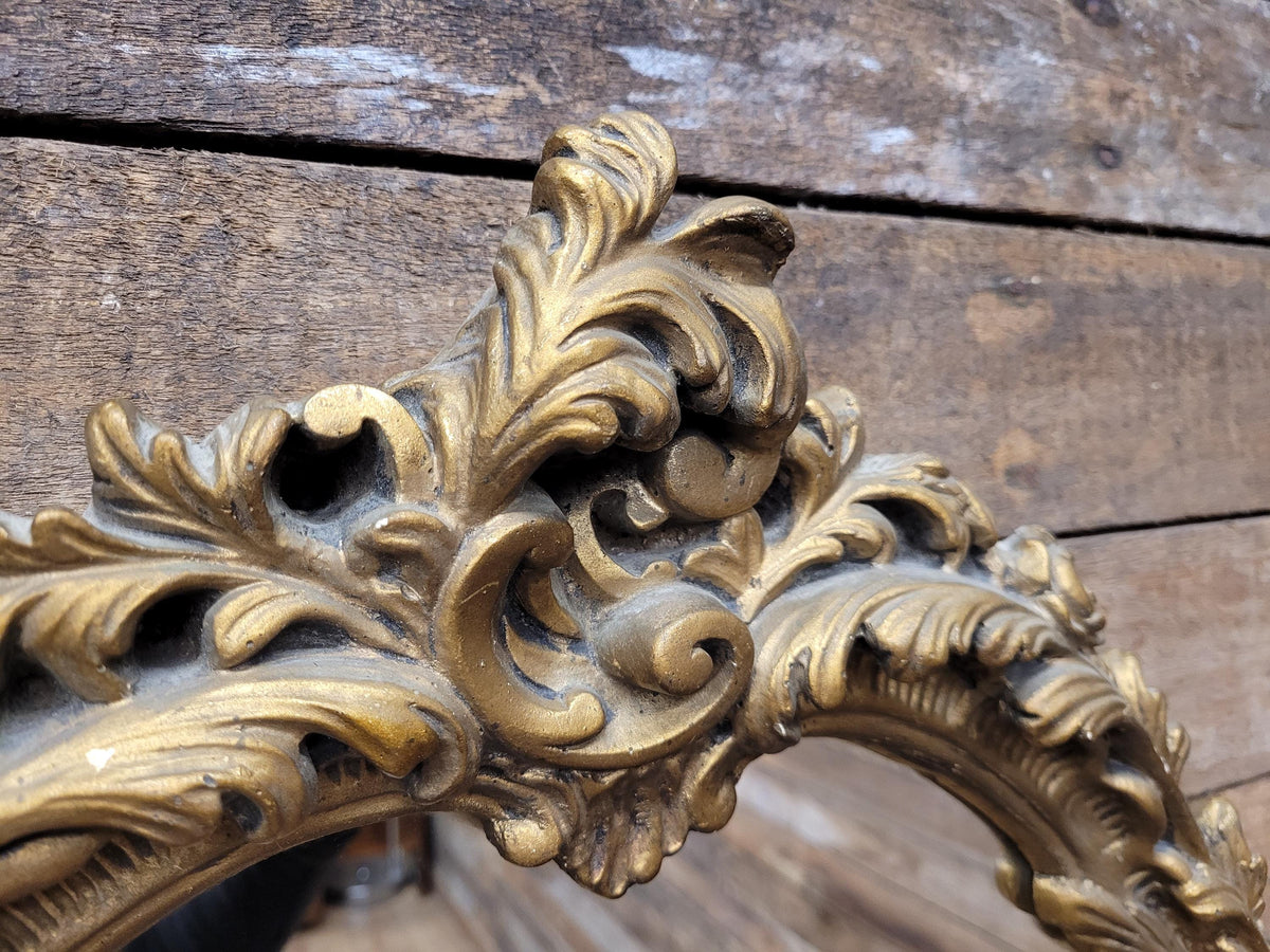 Oval Wall Mirror Gold Plaster Rococo Style Ornate Floral Frame