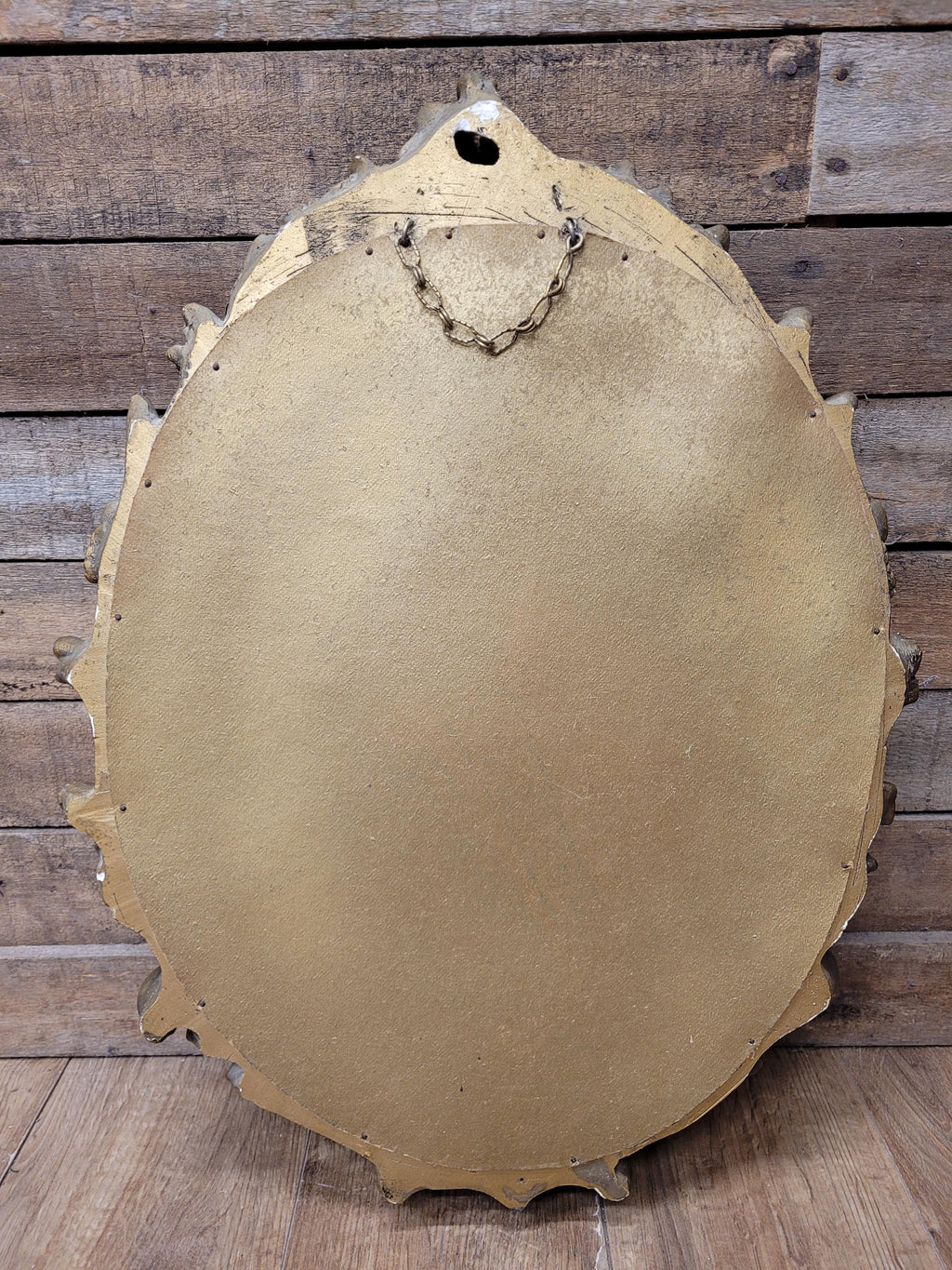 Oval Wall Mirror Gold Plaster Rococo Style Ornate Floral Frame