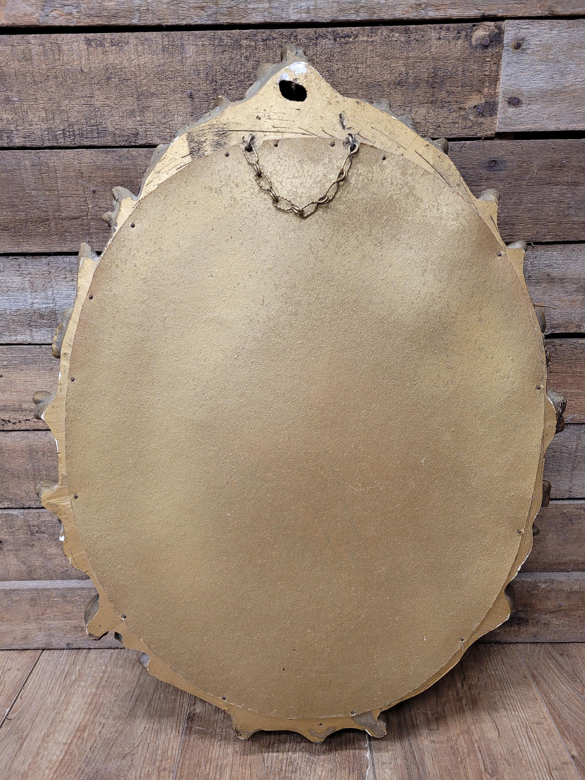 Oval Wall Mirror Gold Plaster Rococo Style Ornate Floral Frame