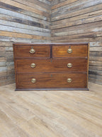 Antique Mahogany Chest Of Drawers Inlaid Brass Handles Plinth Base