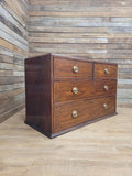 Antique Mahogany Chest Of Drawers Inlaid Brass Handles Plinth Base