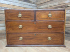 Antique Mahogany Chest Of Drawers Inlaid Brass Handles Plinth Base