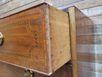 Antique Mahogany Chest Of Drawers Inlaid Brass Handles Plinth Base