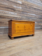 Pine Blanket Box Storage Chest Country Style Panelled Front Bun Feet