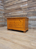 Pine Blanket Box Storage Chest Country Style Panelled Front Bun Feet