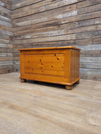 Pine Blanket Box Storage Chest Country Style Panelled Front Bun Feet