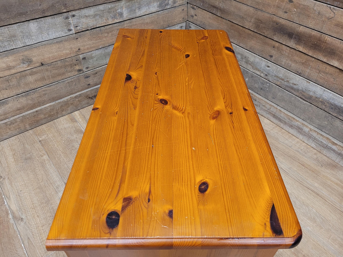 Pine Blanket Box Storage Chest Country Style Panelled Front Bun Feet