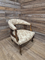 Antique Captains Desk Tub Chair Smokers Bow Back Floral Upholstery