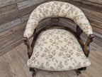 Antique Captains Desk Tub Chair Smokers Bow Back Floral Upholstery