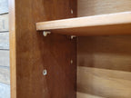 Slim Mid Century Teak Glazed Bookcase Compact Display Cabinet Sliding Doors