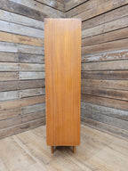 Slim Mid Century Teak Glazed Bookcase Compact Display Cabinet Sliding Doors