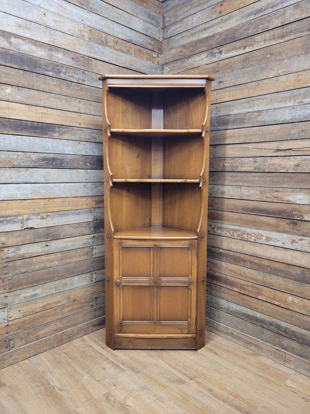 Ercol Corner Display Cabinet Elm Ash Old Colonial Model 474