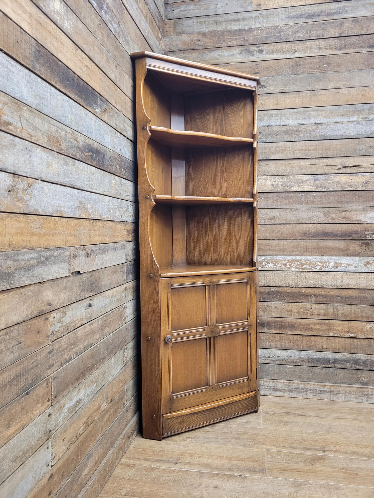 Ercol Corner Display Cabinet Elm Ash Old Colonial Model 474
