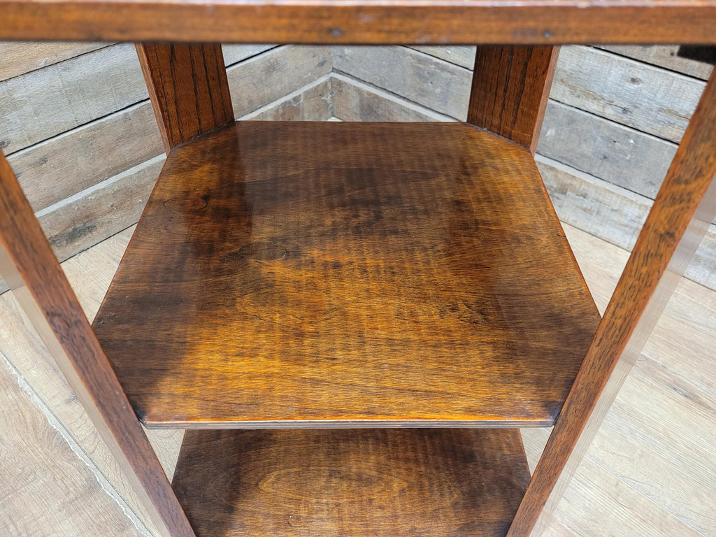 Art Deco Oak Book Table 1930s Octagonal Heals Style Three Tier