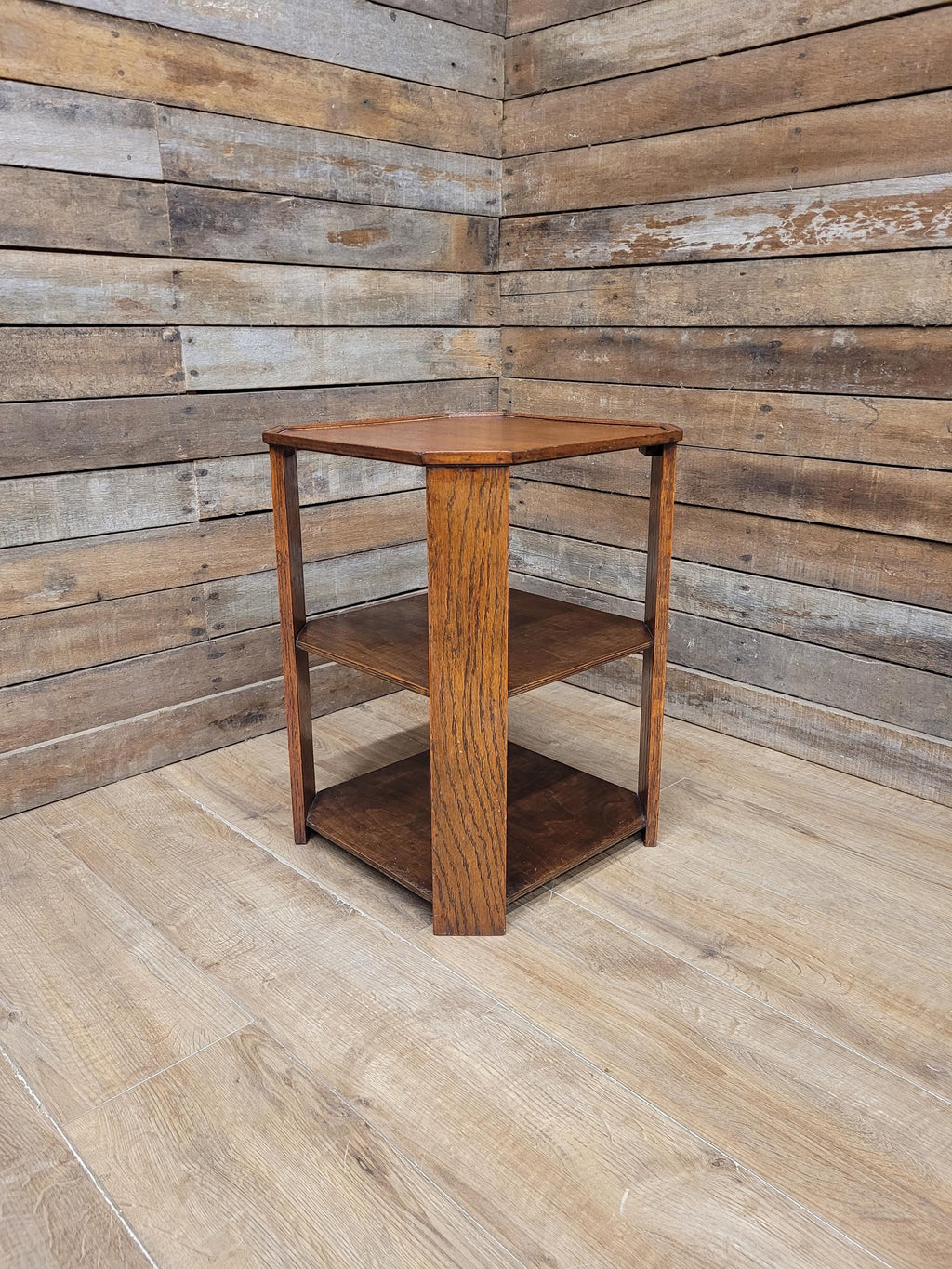 Art Deco Oak Book Table 1930s Octagonal Heals Style Three Tier