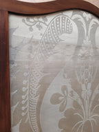 Victorian Mahogany Fire Screen Antique Silk Damask Panel Fireplace Guard