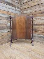 Victorian Mahogany Fire Screen Antique Silk Damask Panel Fireplace Guard