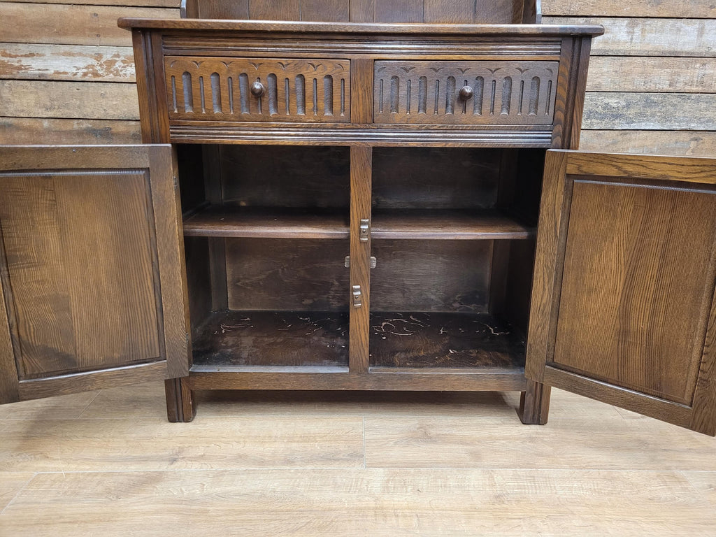 Jaycee Oak Welsh Dresser Vintage Carved Kitchen Display Cabinet Cupboard