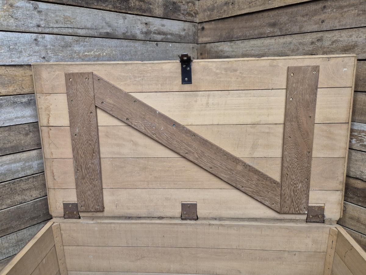 Antique Victorian Storage Chest Wooden Carriage Trunk Iron Handles