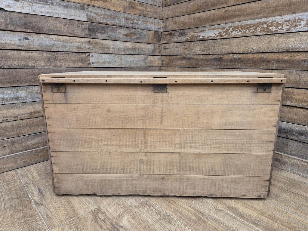 Antique Victorian Storage Chest Wooden Carriage Trunk Iron Handles