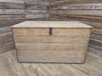 Antique Victorian Storage Chest Wooden Carriage Trunk Iron Handles