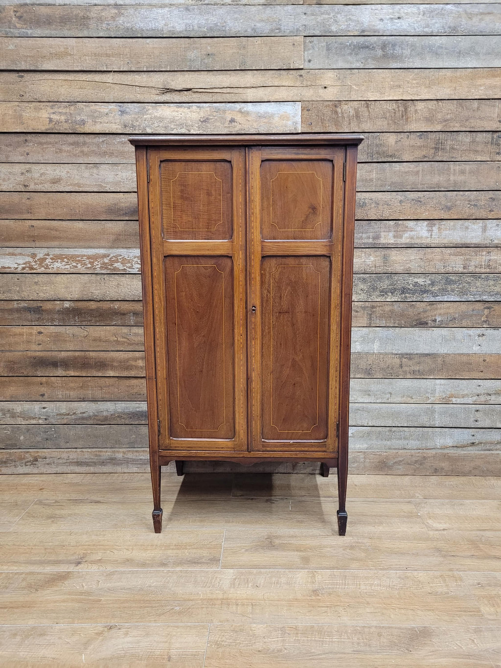 Antique Edwardian Mahogany Inlaid Music Cabinet Sheraton Revival Circa 1910